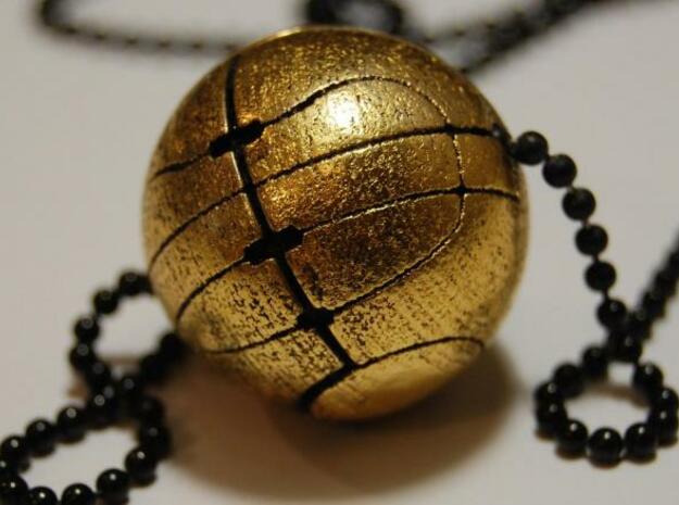 Apple of Eden Necklace Pendant in Polished Gold Steel