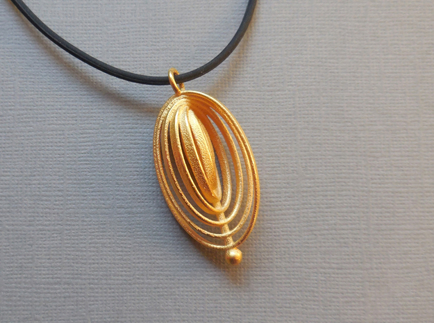 Ovals - Pendant in Polished Steel in Polished Gold Steel