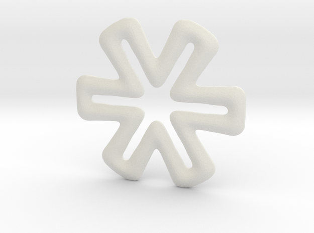 Six-ended cross base shape in White Natural Versatile Plastic