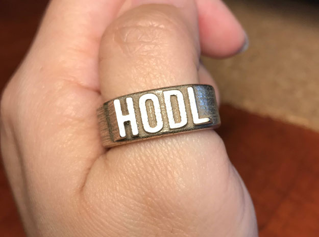 HODL Ring - Plain (Size 13) in Polished Bronzed Silver Steel