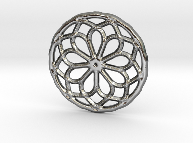 Mandala shape with dots in Polished Silver