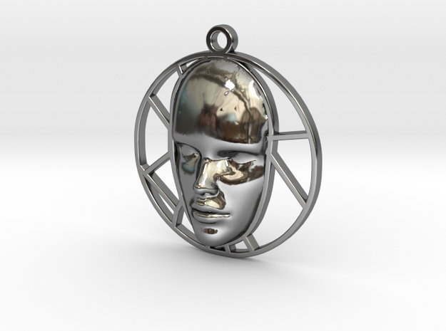 Personalised Womans Face Voronoi Pendant in Fine Detail Polished Silver