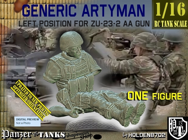 1/16 Left Artyman for ZU-23-2 AA Gun in White Natural Versatile Plastic