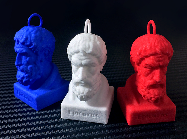 Epicurus Keychains 2 inches tall in Blue Processed Versatile Plastic