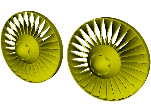 Ø26mm jet engine turbine fan B x 2 in Smoothest Fine Detail Plastic