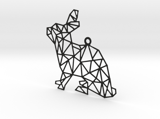Geometic Rabbit Pendant in Black Natural Versatile Plastic