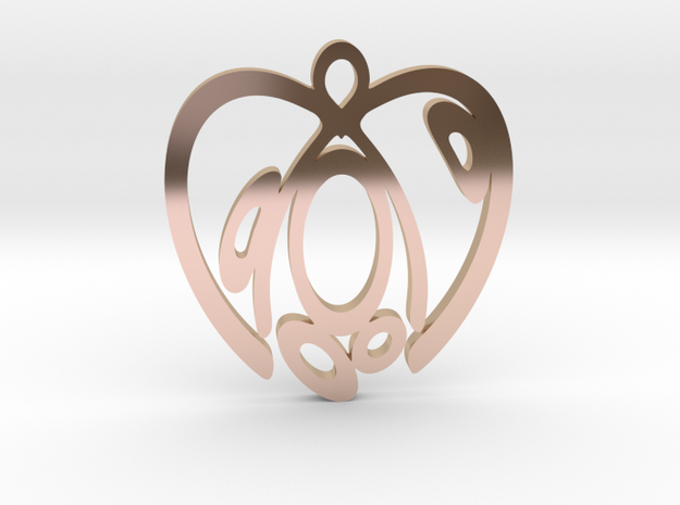 Capacious heart. Pendant in 14k Rose Gold Plated Brass