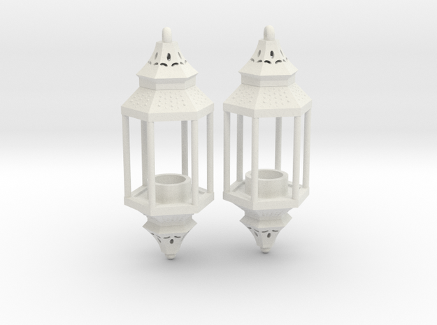 Hanging Lantern Earrings in White Natural Versatile Plastic
