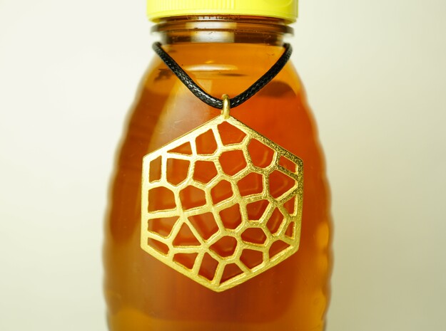 Honeycomb Pendant in Polished Gold Steel
