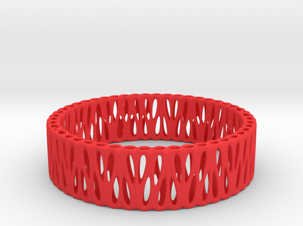 Voronoi Bracelet (003) in Red Processed Versatile Plastic