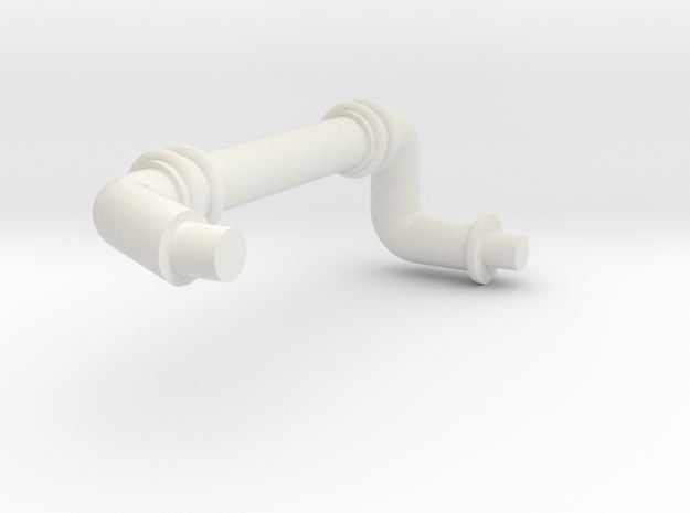 Small Pipe with lefthand bends in White Natural Versatile Plastic