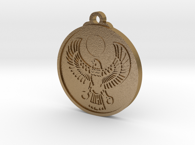 Egyptian RA Falcon Pendant in Polished Gold Steel