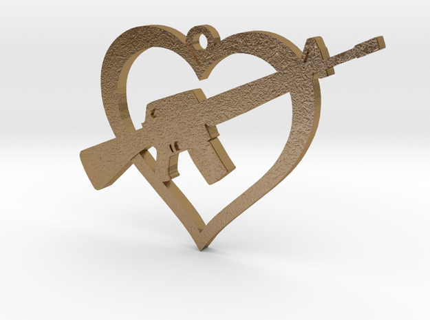 I Love my AR-15 Pendant in Polished Gold Steel