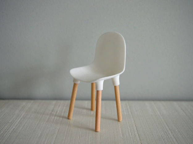 1:12 Chair v1 wooden legs 1 in White Natural Versatile Plastic