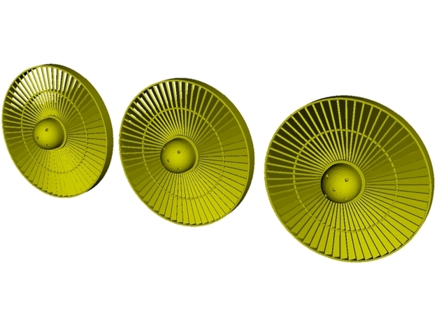 Ø19mm jet engine turbine fan A x 3 in Smoothest Fine Detail Plastic