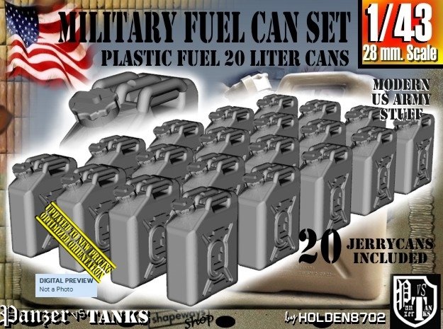 1/43 Military Fuel Can Set201 in Smooth Fine Detail Plastic