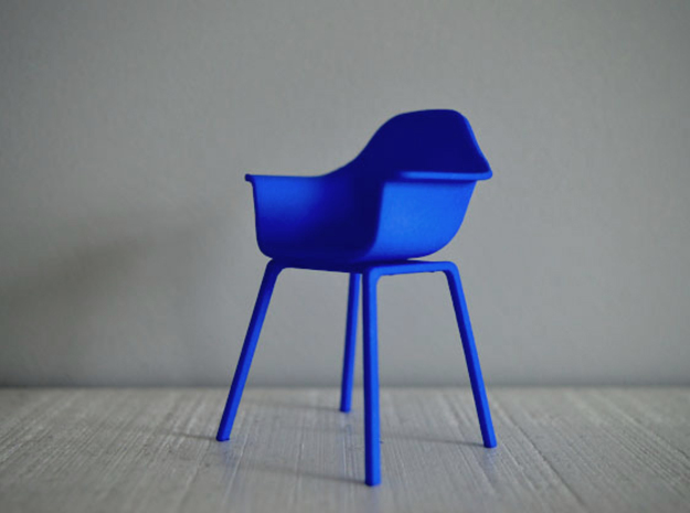 1:12 Chair complete 4 in Blue Processed Versatile Plastic