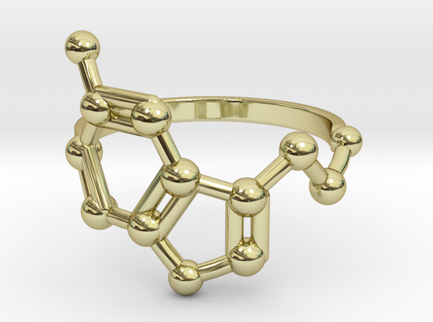 Serotonin (Happiness) Molecule Ring in 18k Gold Plated Brass: 6.5 / 52.75