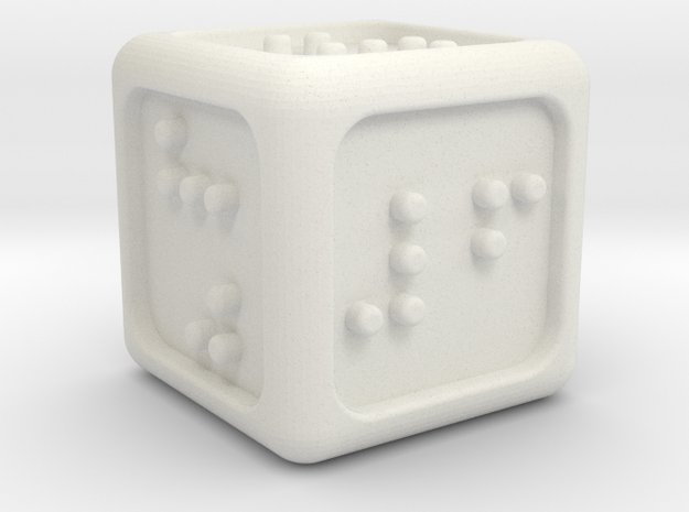 Braille Six-sided Die d6 (Rounded corners) in White Natural Versatile Plastic