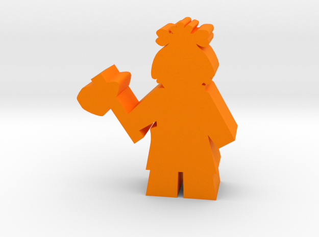Game Piece, Cavegirl with Axe in Orange Processed Versatile Plastic