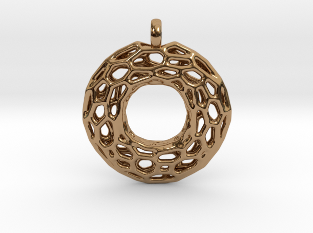 Circle Mesh Pendant 1 in Polished Brass