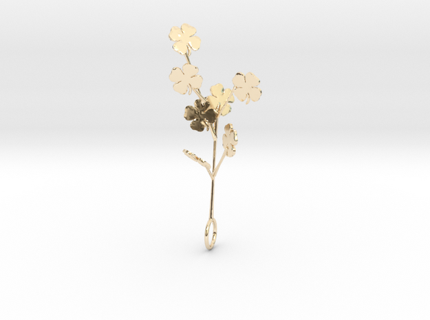 Clovers Branch Pendant in 14K Yellow Gold
