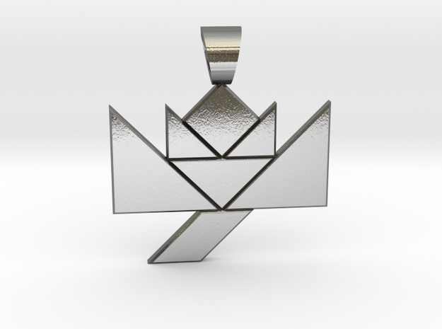 Flower tangram [pendant] in Polished Silver