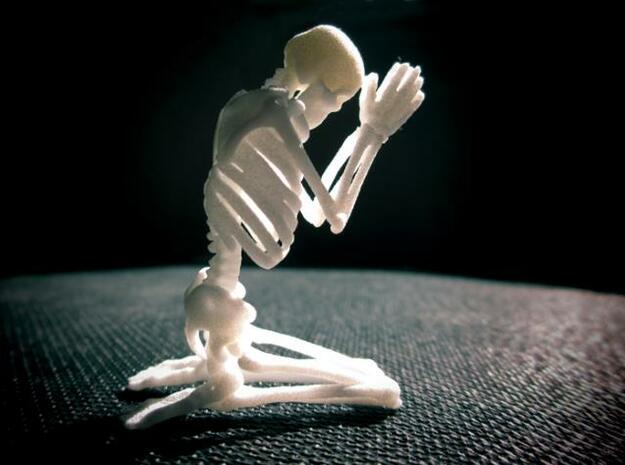 Skeleton "Pray..." in White Natural Versatile Plastic