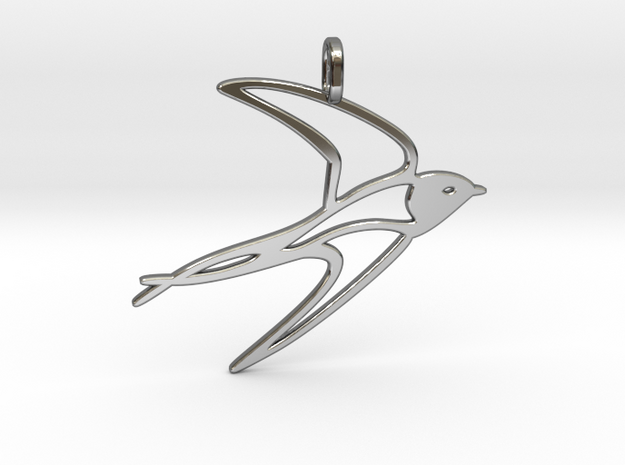 swallow pendant in Fine Detail Polished Silver
