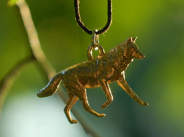 Running Wolf Pendant in Natural Bronze