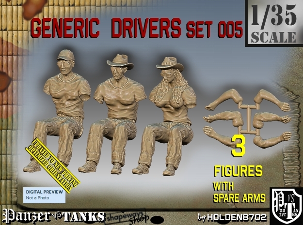 1/35 Generic Drivers Set005 in Smooth Fine Detail Plastic