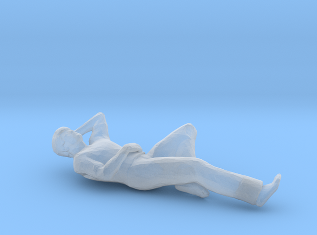 Man Laying Right Arm & Leg Bent in Smoothest Fine Detail Plastic: 1:64 - S