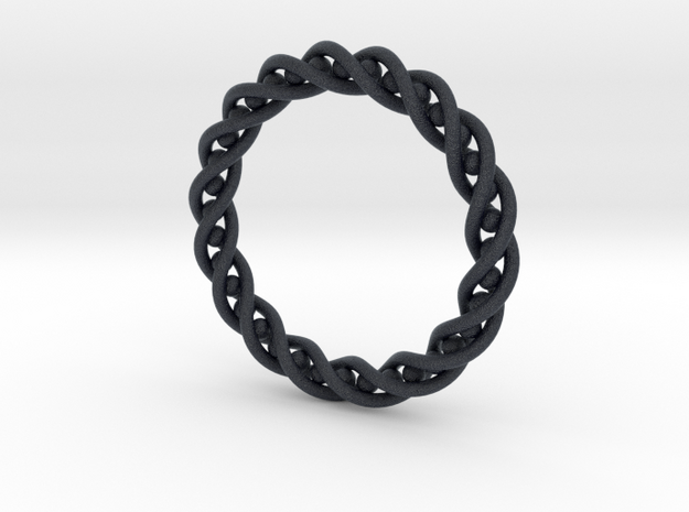 Twisted Single Strand Ring No.2 in Black PA12