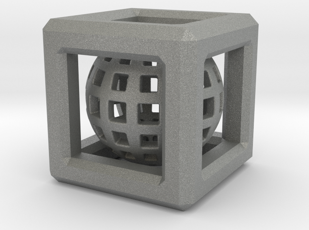 Sphere in Cube pendant in Gray PA12