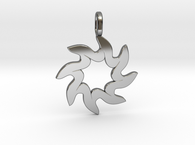 Sun pendant in Fine Detail Polished Silver: Small
