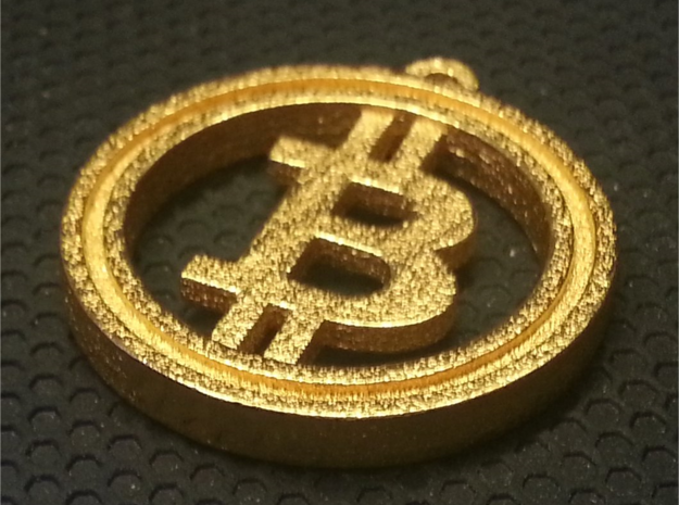 Bitcoin Pendant in Polished Gold Steel
