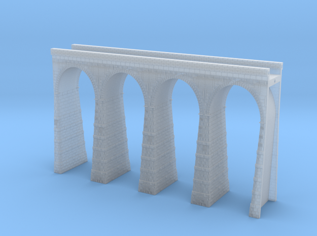 T-scale Stone Viaduct Section (4 Arches) - 120mm S in Smooth Fine Detail Plastic