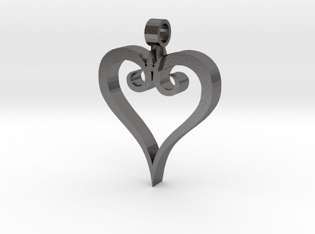 Heart Pendant in Polished Nickel Steel
