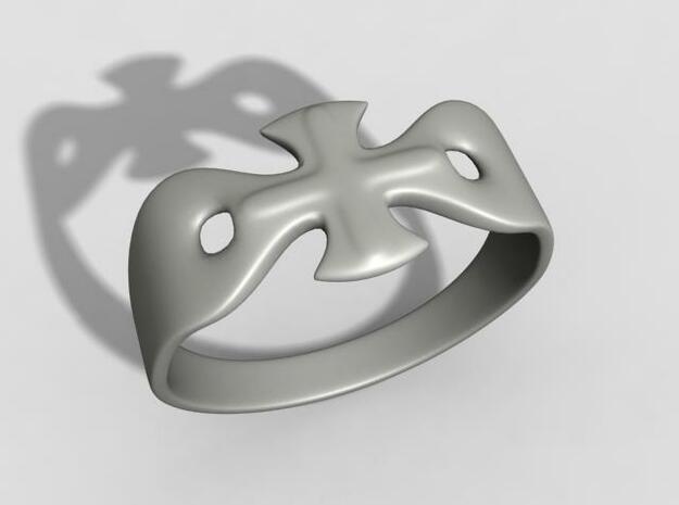Cross ring US12 in Polished Bronzed Silver Steel