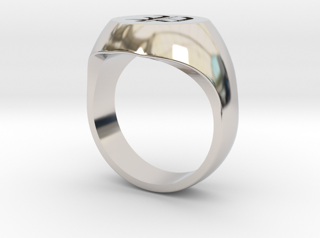 Initial Ring "P" in Rhodium Plated Brass