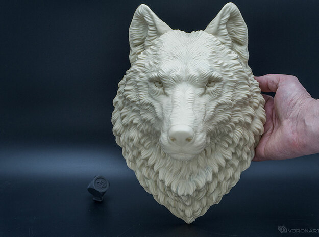 Proud Wolf Wall Mount in White Natural Versatile Plastic: Large