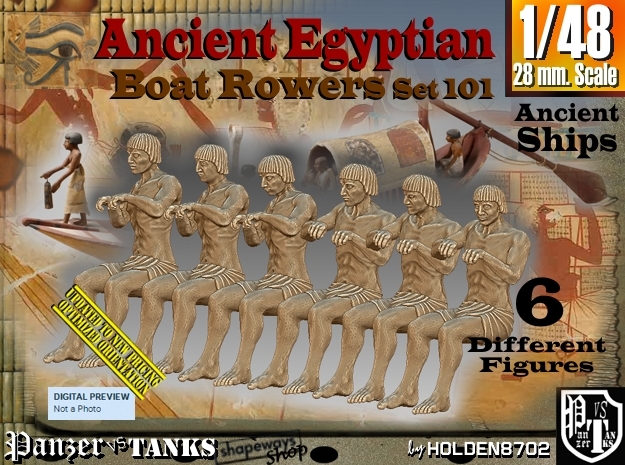 1/48 Ancient Egyptian Boat Rowers Set101 in Smooth Fine Detail Plastic