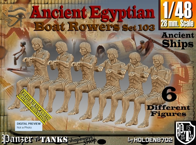 1/48 Ancient Egyptian Boat Rowers Set103 in Smooth Fine Detail Plastic