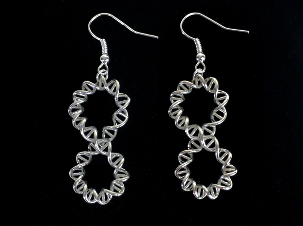 Infinity DNA Earrings in Polished Silver