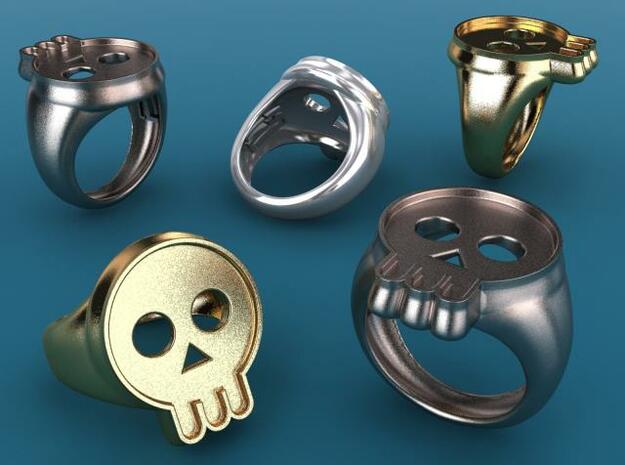Skull IV ring in Fine Detail Polished Silver