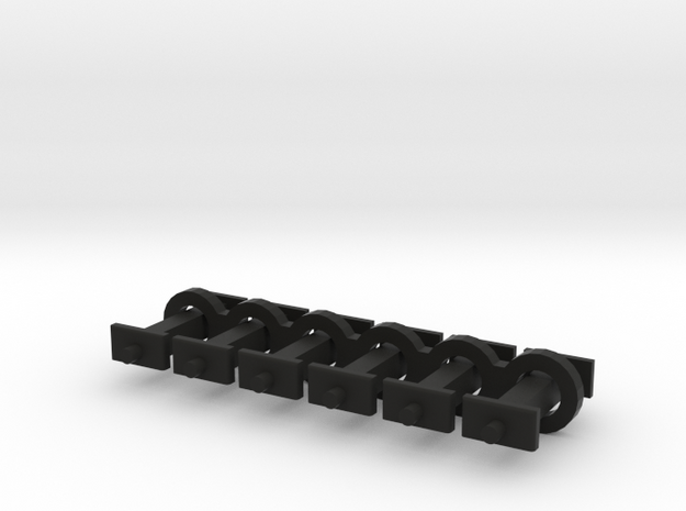 N Scale 8mm Fixed Coupling Drawbar x6 in Black Natural Versatile Plastic