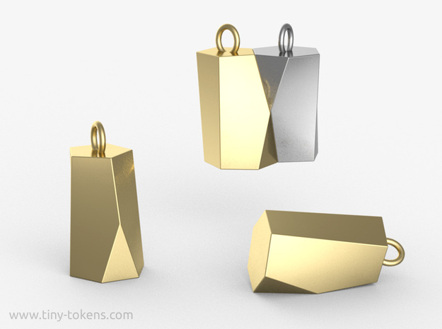 Scutoid Pendant - Version 2 (solid) in Polished Brass