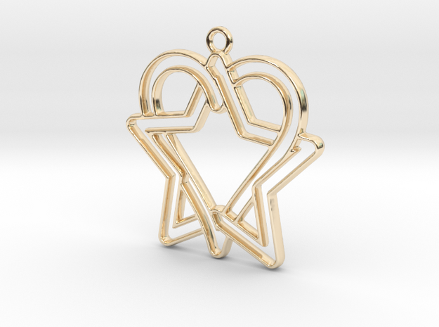 Star and heart intertwined in 14k Gold Plated Brass