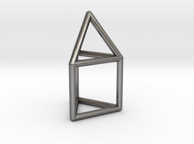 J07 Elongated Triangular Pyramid E (a=1cm) #1 in Polished Nickel Steel