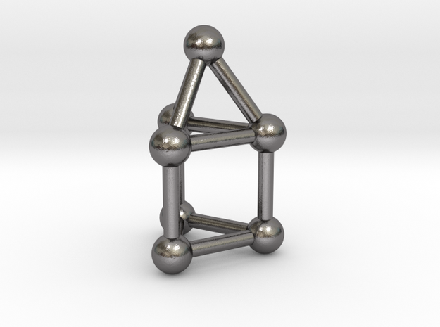 0739 J07 Elongated Triangular Pyramid (a=1cm) #3 in Polished Nickel Steel